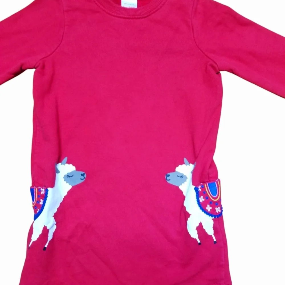 Hanna Andersson llama Sweatshirt Dress 6-7y - Picture 2 of 4